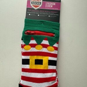 Men's Fashion Crew Socks - Festive Green and Red